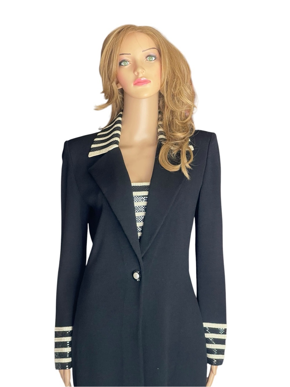 St John Collection embellished jacket/ skirt black/ Gold size 6 - Picture 5 of 14